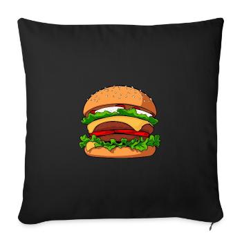 beef hamburger burger fast food, junk food - Sofa pillowcase 17,3'' x 17,3'' (45 x 45 cm) - black - Front