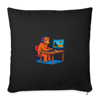 Computer Bär - Sofakissenbezug 45 x 45 cm - Schwarz - Vorne