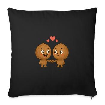 De jolies noix avec des cœurs - Housse de coussin décorative 45 x 45 cm - noir - Devant