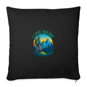 Ich liebe Wandern - Sofakissenbezug 45 x 45 cm - Schwarz - Vorne