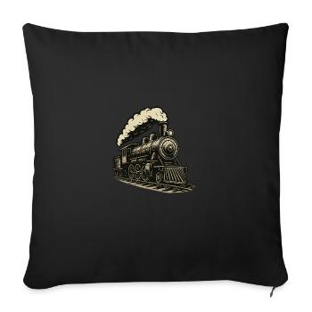 Steam locomotive - Sofa pillowcase 17,3'' x 17,3'' (45 x 45 cm) - black - Front