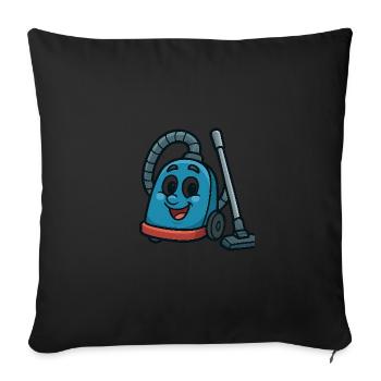 Un aspirateur heureux - Housse de coussin décorative 45 x 45 cm - noir - Devant