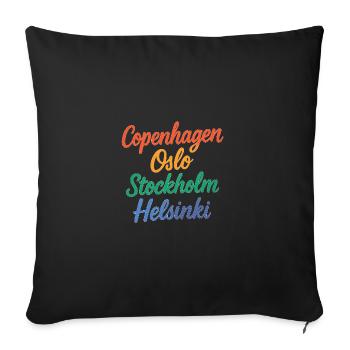 Copenhagen – Oslo – Stockholm – Helsinki - Sofa pillowcase 17,3'' x 17,3'' (45 x 45 cm) - black - Front