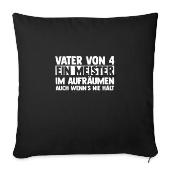 Père de 4 enfants - Housse de coussin décorative 45 x 45 cm - noir - Devant
