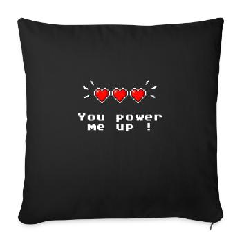 Power Up - coeur amour Saint-Valentin geek gaming - Housse de coussin décorative 45 x 45 cm - noir - Devant