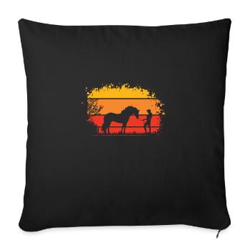 Frau mit Pferd - Sofakissenbezug 45 x 45 cm - Schwarz - Vorne