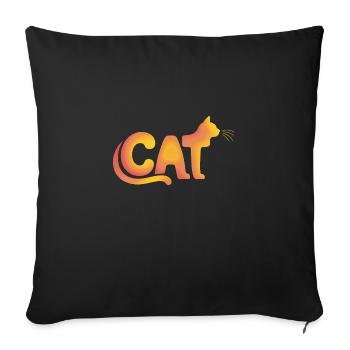 Cat - Cute Cat Logo - Sofa pillowcase 17,3'' x 17,3'' (45 x 45 cm) - black - Front