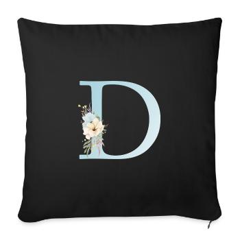 Customizable Monogram D Floral - Sofa pillowcase 17,3'' x 17,3'' (45 x 45 cm) - black - Front
