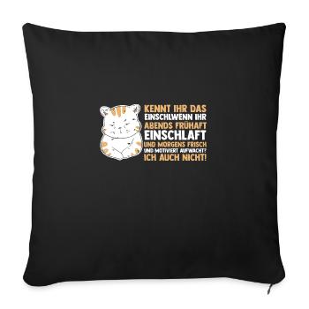 Lazy Late Riser Motivation Cat - Sofa pillowcase 17,3'' x 17,3'' (45 x 45 cm) - black - Front