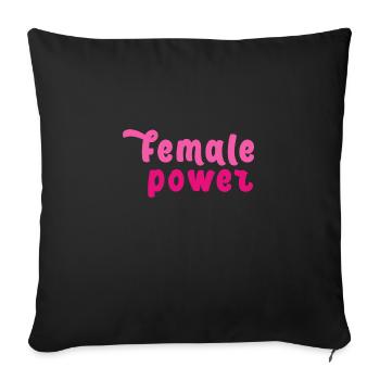 female power,font, women's power,pink, - Sofa pillowcase 17,3'' x 17,3'' (45 x 45 cm) - black - Front