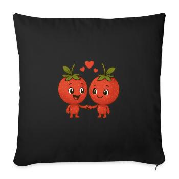 Strawberries with hearts - Sofa pillowcase 17,3'' x 17,3'' (45 x 45 cm) - black - Front