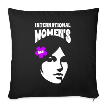 Journée internationale de la femme - Cadeau - Housse de coussin décorative 45 x 45 cm - noir - Devant
