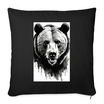 Bear | Brown Bear | Grizzly Bear | Animals - Sofa pillowcase 17,3'' x 17,3'' (45 x 45 cm) - black - Front