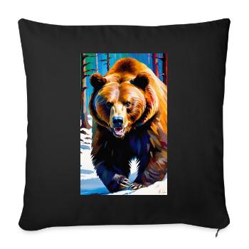 Ours | Ours brun | Grizzli | Animaux - Housse de coussin décorative 45 x 45 cm - noir - Devant