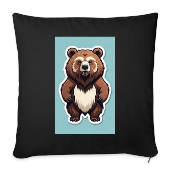 Bear | Brown Bear | Grizzly Bear | Animals | Children's motif - Sofa pillowcase 17,3'' x 17,3'' (45 x 45 cm) - black - Front