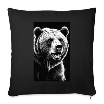 Ours | Ours brun | Grizzli | Animaux - Housse de coussin décorative 45 x 45 cm - noir - Devant