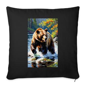 Ours | Ours brun | Grizzli | Animaux - Housse de coussin décorative 45 x 45 cm - noir - Devant
