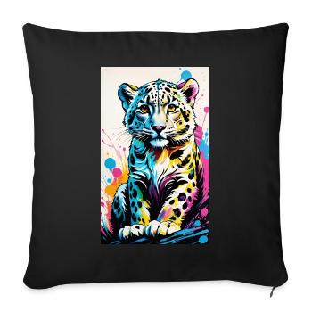 Léopard des neiges | Léopard | Prédateur - Housse de coussin décorative 45 x 45 cm - noir - Devant