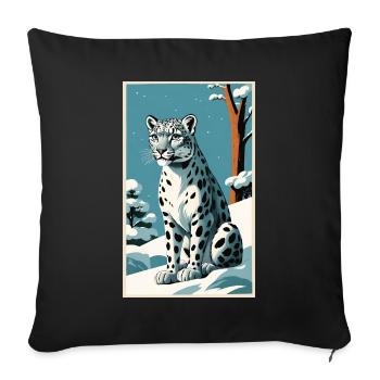 Léopard des neiges | Léopard | Prédateur - Housse de coussin décorative 45 x 45 cm - noir - Devant