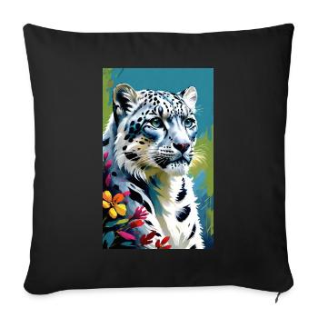 Léopard des neiges | Léopard | Prédateur - Housse de coussin décorative 45 x 45 cm - noir - Devant