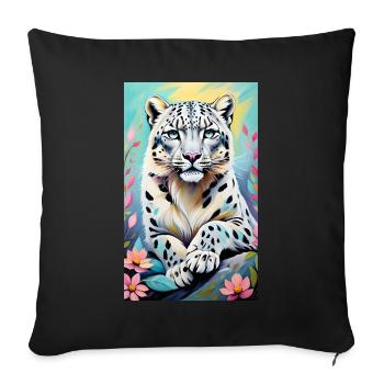 Léopard des neiges | Léopard | Prédateur - Housse de coussin décorative 45 x 45 cm - noir - Devant