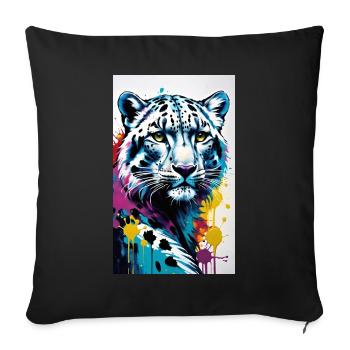 Léopard des neiges | Léopard | Prédateur - Housse de coussin décorative 45 x 45 cm - noir - Devant