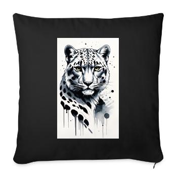 Léopard des neiges | Léopard | Prédateur - Housse de coussin décorative 45 x 45 cm - noir - Devant