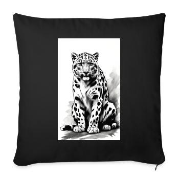 Léopard des neiges | Léopard | Prédateur - Housse de coussin décorative 45 x 45 cm - noir - Devant