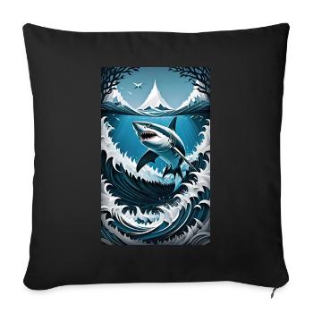 Shark | Great White Shark | Sea Creature | Fish - Sofa pillowcase 17,3'' x 17,3'' (45 x 45 cm) - black - Front