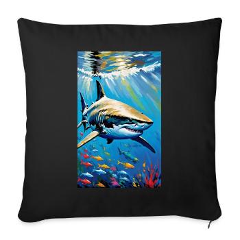 Shark | Great White Shark | Sea Creature | Fish - Sofa pillowcase 17,3'' x 17,3'' (45 x 45 cm) - black - Front
