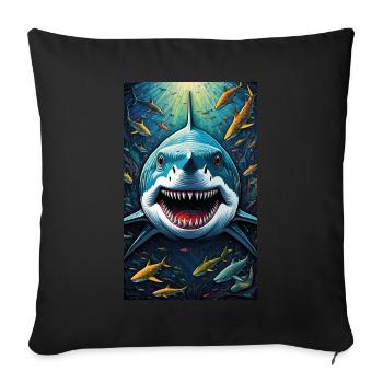 Shark | Great White Shark | Sea Creature | Fish - Sofa pillowcase 17,3'' x 17,3'' (45 x 45 cm) - black - Front