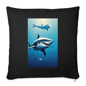 Shark | Great White Shark | Sea Creature | Fish - Sofa pillowcase 17,3'' x 17,3'' (45 x 45 cm) - black - Front