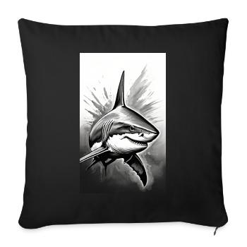 Shark | Great White Shark | Sea Creature | Fish - Sofa pillowcase 17,3'' x 17,3'' (45 x 45 cm) - black - Front