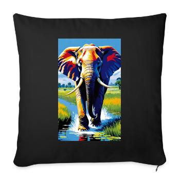 Elefant | Wildtier | Afrika | Kindermotive - Sofakissenbezug 45 x 45 cm - Schwarz - Vorne