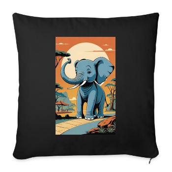 Elefant | Wildtier | Afrika | Kindermotive - Sofakissenbezug 45 x 45 cm - Schwarz - Vorne