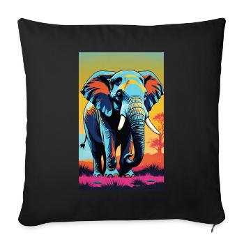 Elefant | Wildtier | Afrika | Kindermotive - Sofakissenbezug 45 x 45 cm - Schwarz - Vorne
