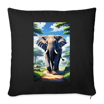 Elefant | Wildtier | Afrika | Kindermotive - Sofakissenbezug 45 x 45 cm - Schwarz - Vorne