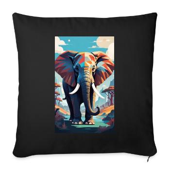 Elefant | Wildtier | Afrika | Kindermotive - Sofakissenbezug 45 x 45 cm - Schwarz - Vorne