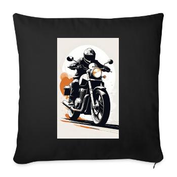 Moto | Motard | Motocycliste - Housse de coussin décorative 45 x 45 cm - noir - Devant