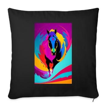 Cheval | Équitation | Animaux | Monture | Coloré - Housse de coussin décorative 45 x 45 cm - noir - Devant