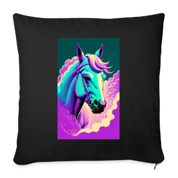 Horse | Horse Riding | Animal | Mount | Colorful - Sofa pillowcase 17,3'' x 17,3'' (45 x 45 cm) - black - Front