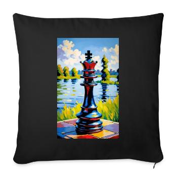 Schach | Schachfigur | Schachspieler - Sofakissenbezug 45 x 45 cm - Schwarz - Vorne