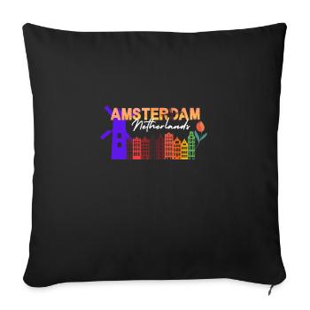 Ville d’Amsterdam - Housse de coussin décorative 45 x 45 cm - noir - Devant