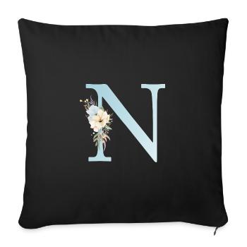 Customizable Monogram N Floral - Sofa pillowcase 17,3'' x 17,3'' (45 x 45 cm) - black - Front