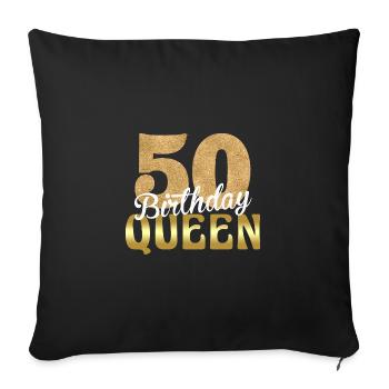 Anniversaire reine 50 - Housse de coussin décorative 45 x 45 cm - noir - Devant