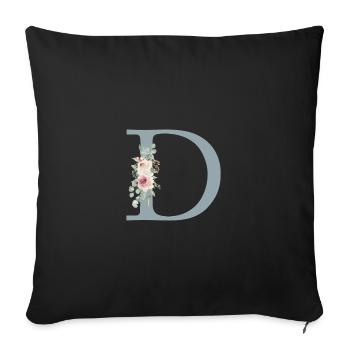 D| Monogram | Eucalyptus Pastel Flower Blue - Sofa pillowcase 17,3'' x 17,3'' (45 x 45 cm) - black - Front