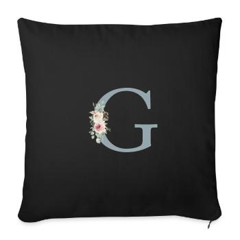 G| Monogram | Eucalyptus Pastel Flower Blue - Sofa pillowcase 17,3'' x 17,3'' (45 x 45 cm) - black - Front