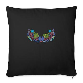 hungarian flowers,tendrils,floral,blue,flowers - Sofa pillowcase 17,3'' x 17,3'' (45 x 45 cm) - black - Front