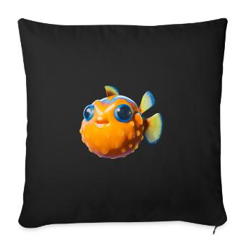 Poisson-globe sucré - Housse de coussin décorative 45 x 45 cm - noir - Devant