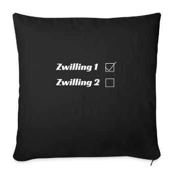 Zwilling 1 Zwilling 2 - Sofakissenbezug 45 x 45 cm - Schwarz - Vorne